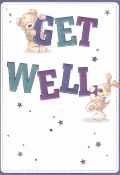 From the first glance, this delightful get well card conjures an immediate sense of comfort, mirroring the friendly spirit found throughout the neighborhoods of Colindale. Dominating the scene, a soft teddy bear gently balances atop the vibrant 'GET,' while a joyful puppy leans into the bold 'WELL' below. Their rounded shapes, textured fur, and expressive faces communicate hope and sincerity-qualities that echo the intent behind every fresh bouquet delivered from Flower Delivery Colindale to homes along Colindeep Lane or Montrose Avenue. Bright starbursts in hues of purple and teal fleck the airy, crisp white background, reminiscent of the little sparks of joy that a get well gesture can spark across our community. The confident typography and playful illustration marry together as seamlessly as the colours and textures in a carefully hand-tied arrangement, each element designed to brighten a challenging moment. The entire card glows with emotional warmth, making it an ideal companion to a bouquet sent with wishes for recovery and comfort in Colindale's caring neighborhoods.